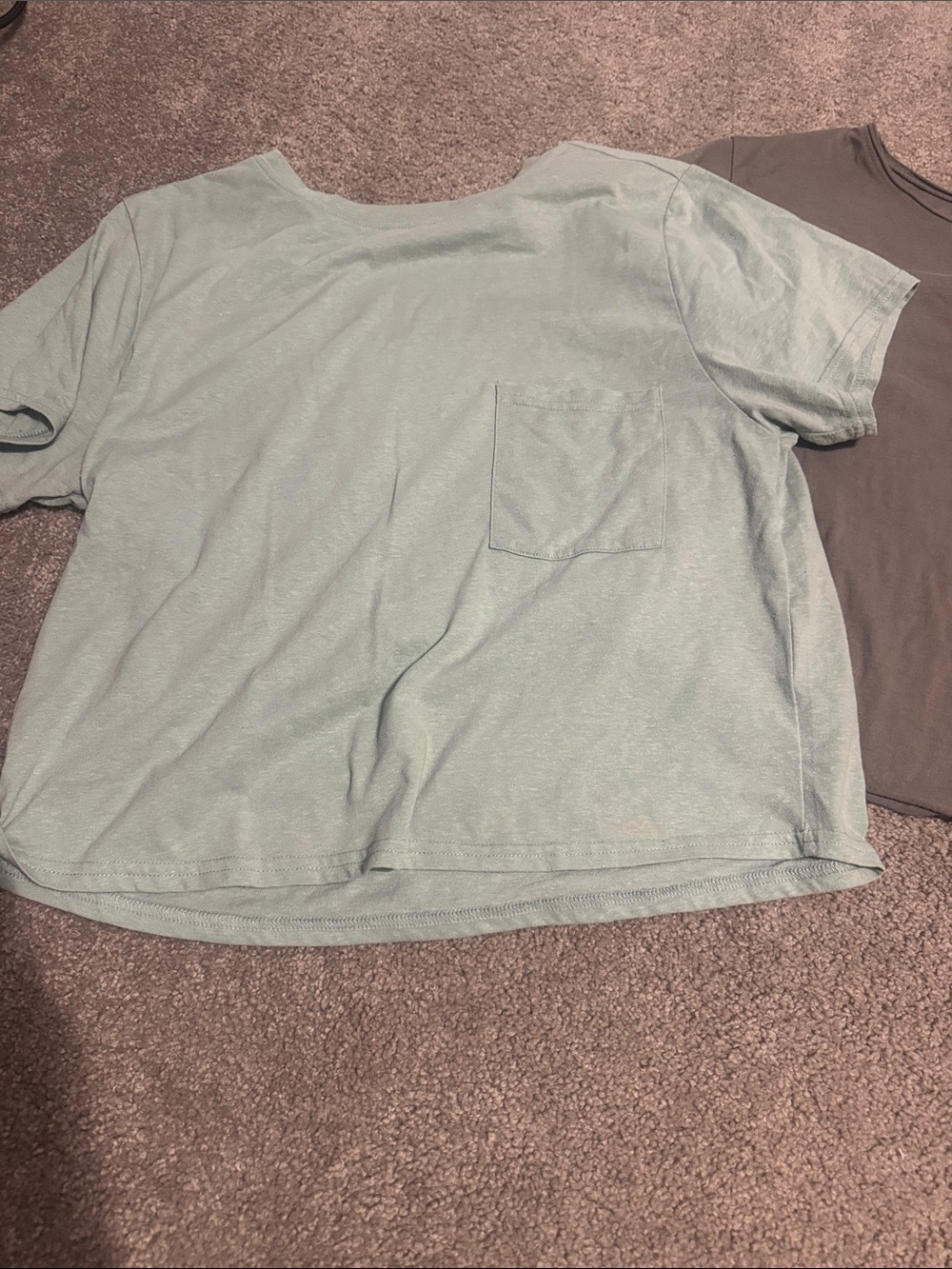 Light Mint Green and olive green crop Pocket Tee